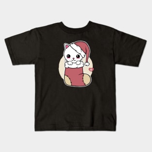 Kawaii Christmas Cat Kids T-Shirt